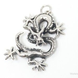 Vintage Dragon Sterling Silver Necklace Pendant image 1