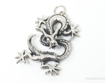 Vintage Dragon Sterling Silver Necklace Pendant