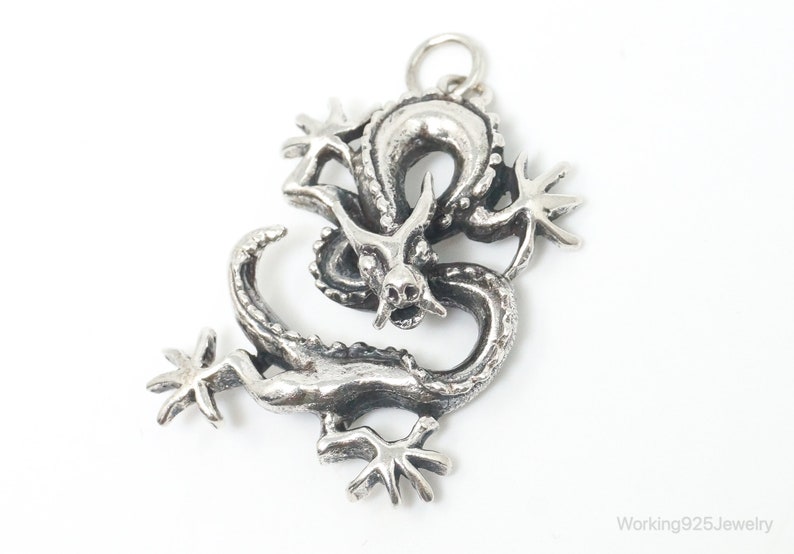 Vintage Dragon Sterling Silver Necklace Pendant image 1