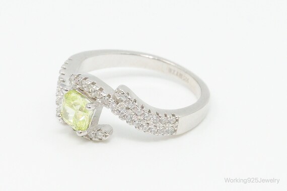 Green & White Cubic Zirconia Sterling Silver Ring… - image 3