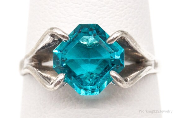 Antique Designer Espo Blue Glass Sterling Silver … - image 2