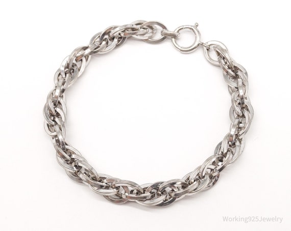 Antique Sterling Silver Chain Bracelet - 7 3/8" - image 1