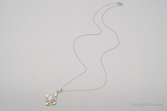 Vintage Moonstone Ornate Sterling Silver Necklace… - image 5
