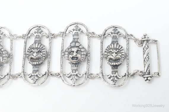 Antique Mask Sterling Silver Panel Bracelet - image 5