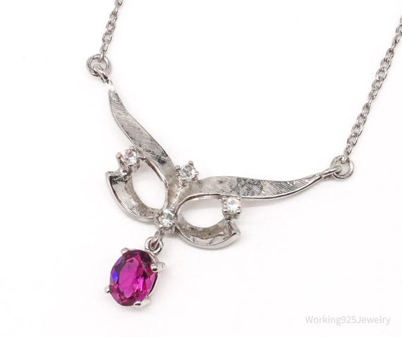 Vintage Simulated Ruby & Simulated Diamond Sterli… - image 1