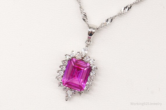 Vintage Faux Ruby Cubic Zirconia Sterling Silver … - image 5