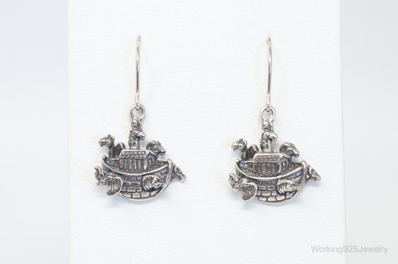 Vintage Noahs Ark Sterling Silver Earrings - image 2