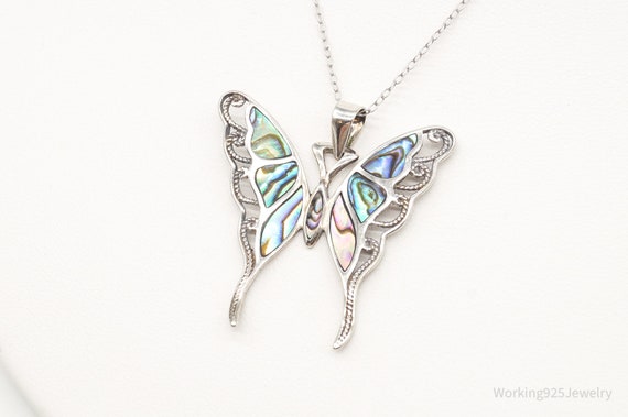 Vintage Designer EJI Paua Abalone Shell Butterfly… - image 3