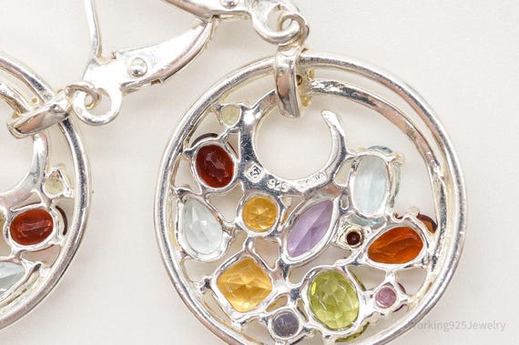 Multi Gemstones Sterling Silver Dangle Earrings - image 7