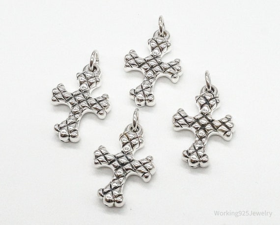 Vintage Puffy Hollow Cross Sterling Silver Pendan… - image 1