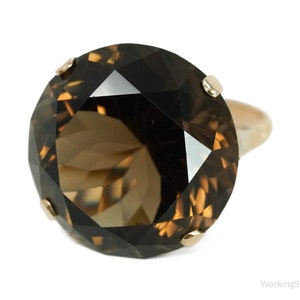 Large Smoky Quartz 14K Yellow Gold Ring - Size 8