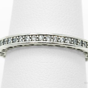 Pandora Cubic Zirconia & Enamel Sterling Silver Cut Out Hearts Ring - Size 6