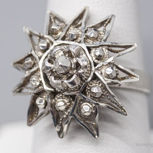 Antique Vintage Modernist Style Silver Ring - Size 8.75 Adjustable