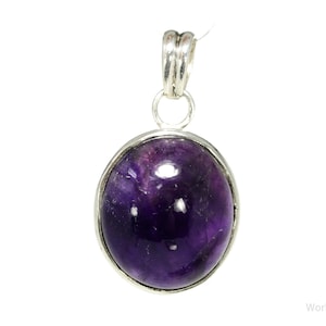Vintage Large Amethyst Sterling Silver Pendant