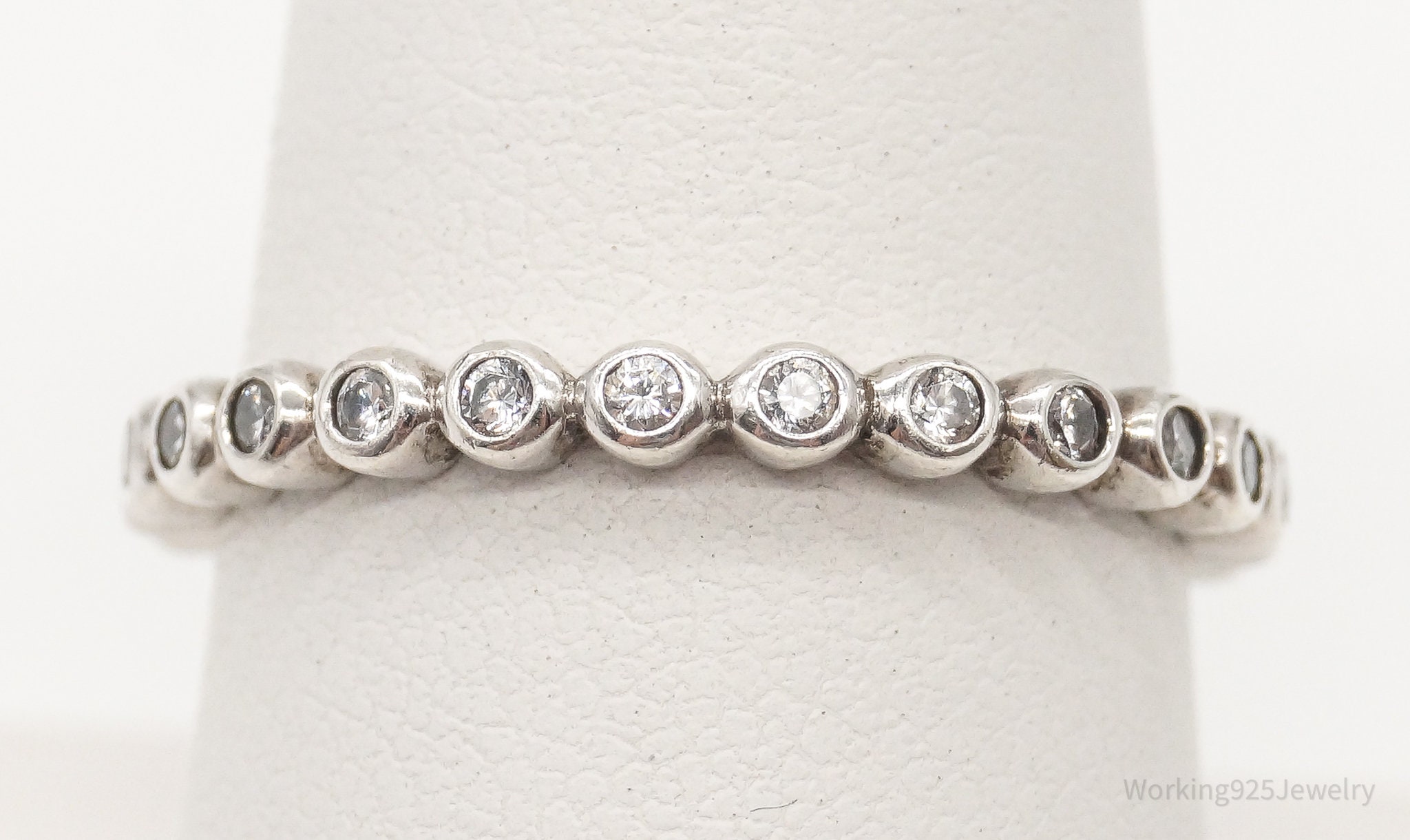 Vintage Cubic Zirconia Sterling Silver Band Ring - Size 8 - Etsy