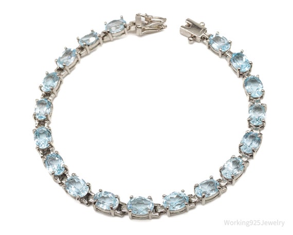 Vintage Blue Topaz Sterling Silver Bracelet - image 1