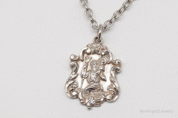Antique Saint Christopher Sterling Silver Plated … - image 2