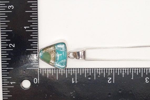 Vintage Dichroic Glass Sterling Silver Necklace - image 10