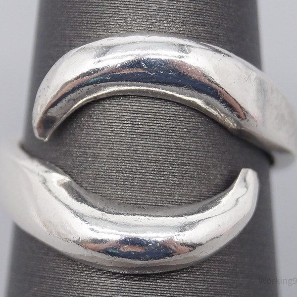 Vintage Mexico Modernist Style Sterling Silver Wrap Ring - Size 6.5 Adjustable