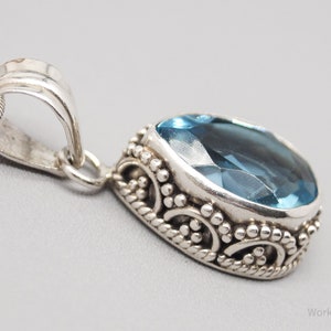 Vintage Large Blue Topaz Sterling Silver Necklace 20 - Etsy