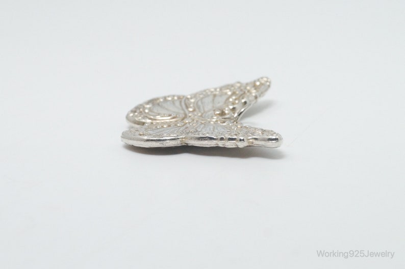 Antique Designer WALLACE Motif Floral Butterfly Sterling Silver Pendant