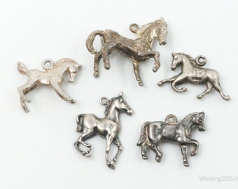 Vintage Antique Horses Sterling Silver Charms