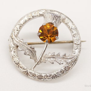 Broche Ancienne écossaise En Argent Sterling, Jaspe Et Pierre De Sang - Vers 1870 - Époque Victorienne, Avec étui