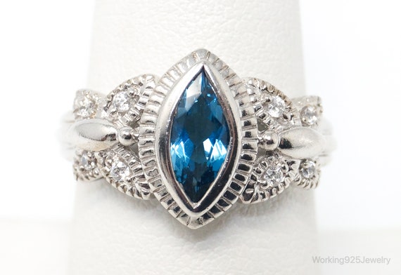 Vintage London Blue Topaz Cubic Zirconia Ring Ste… - image 1