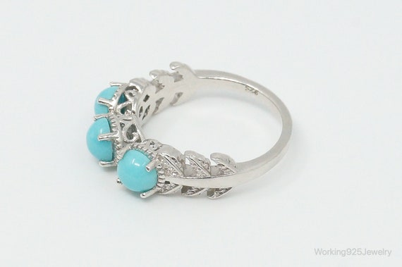 Vintage Faux Turquoise Sterling Silver Ring - Siz… - image 5