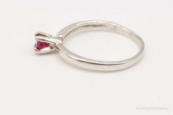 Vintage Ruby Silver Ring - Size 4 - image 4