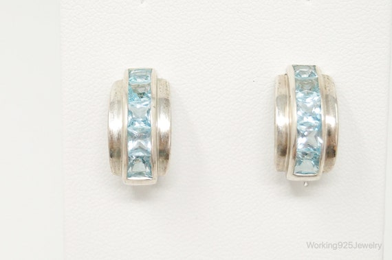 Blue Topaz Art Deco Sterling Silver Earrings - image 2