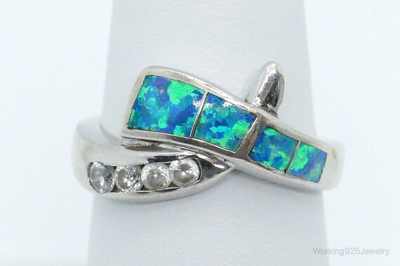 Designer AK Cubic Zirconia Opal Sterling Silver R… - image 4