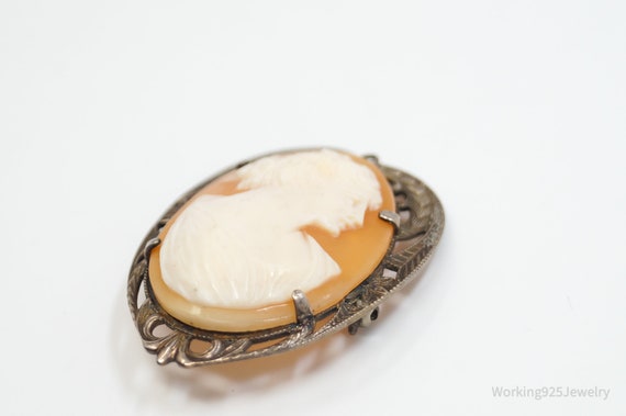 Antique Victorian Shell Cameo Ornate Woman Heart … - image 4