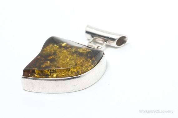 Large Vintage Amber Modernist Sterling Silver Nec… - image 3