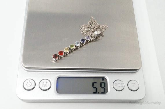 Vintage Multi Gemstone Sterling Silver Necklace - image 9