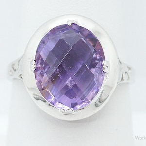 Vintage Amethyst Sterling Silber Ring - Größe 7