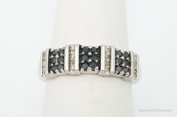 Vintage Designer Sun Black & White Diamond Sterli… - image 1