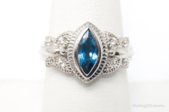 Vintage London Blue Topaz Cubic Zirconia Ring Ste… - image 2