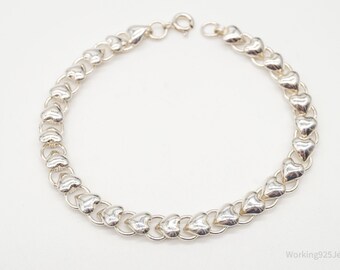 Vintage Mini Puffy Hearts Sterling Silver Chain Bracelet - Etsy