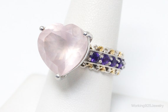 Pink Chalcedony Amethyst Gold Vermeil Sterling Si… - image 3