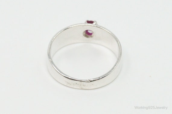 Vintage Lab Ruby Sterling Silver Ring - Size 5.5 - image 4