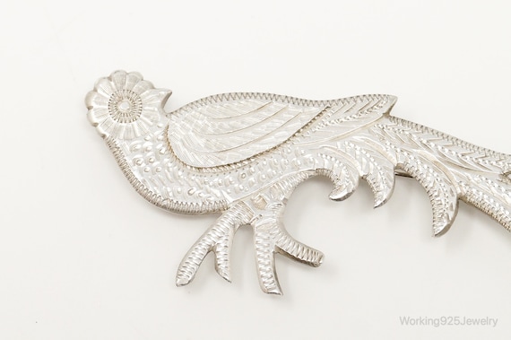 Vintage Sterling Silver Southwestern Bird Brooch, Wings Up Flying Bird Pin main image 0