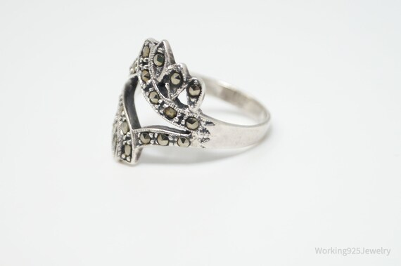 Vtg Art Deco Style Marcasite Ring Sterling Silver… - image 5