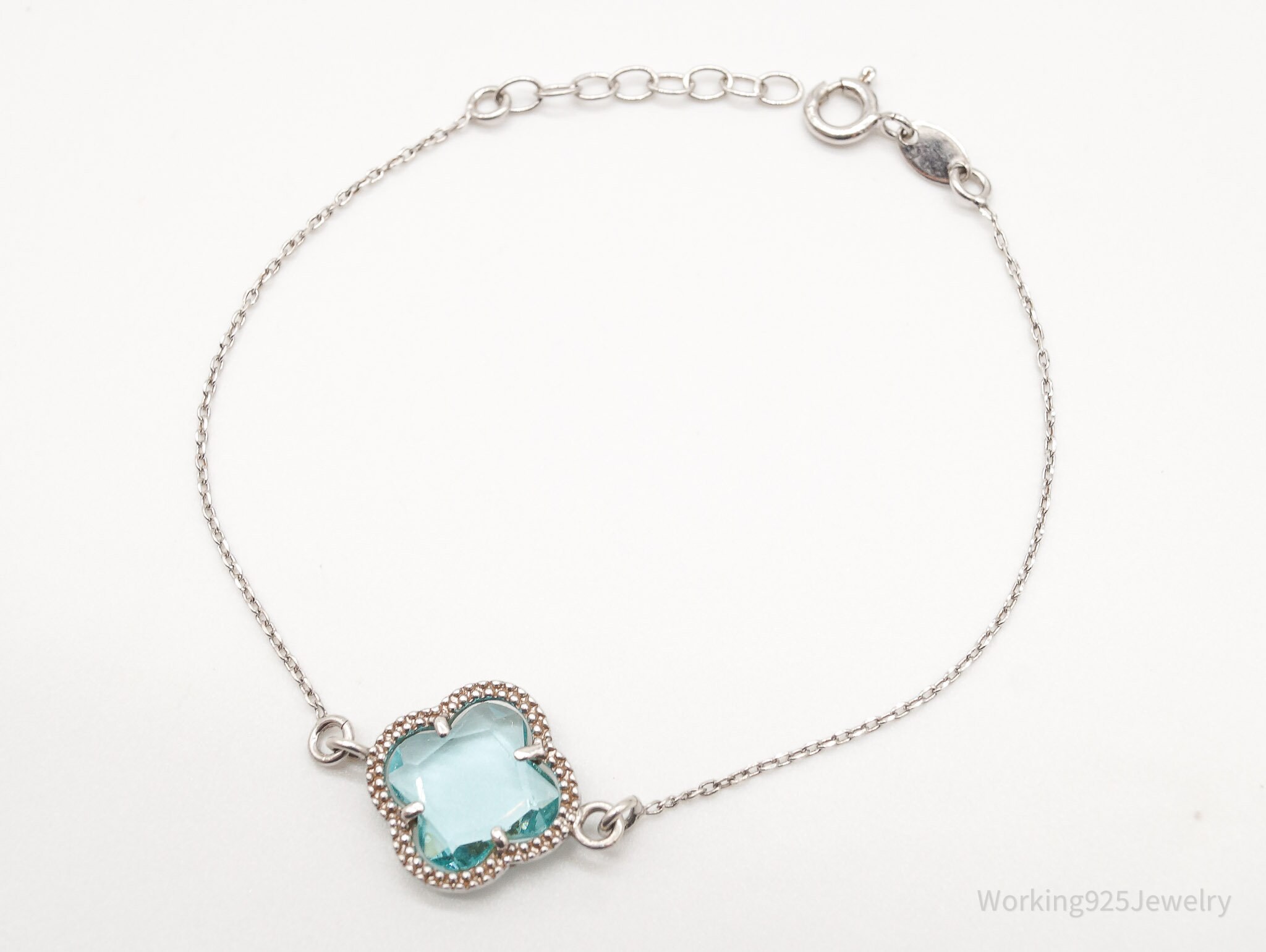 Buy Vintage Dyadema Blue Crystal Four Leaf Clover Sterling Silver