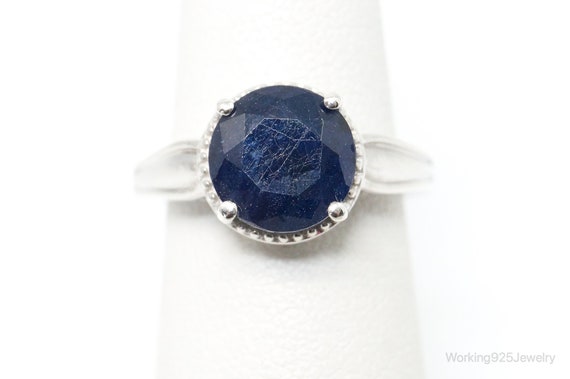 Vintage Art Deco Style Sapphire Sterling Silver R… - image 2