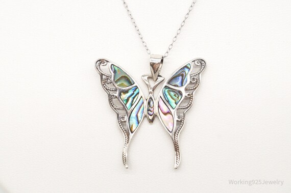 Vintage Designer EJI Paua Abalone Shell Butterfly… - image 2