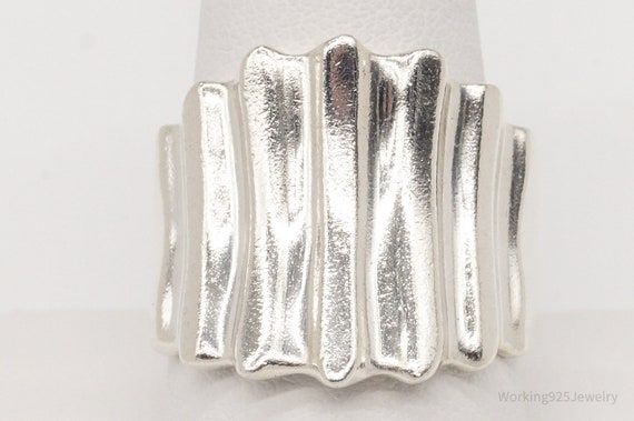 Vintage Modernist Puffy Ribbed Style Sterling Sil… - image 4