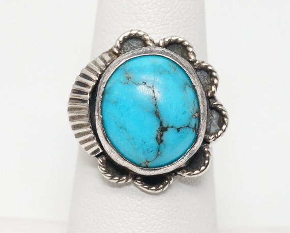 Vintage Native American Turquoise Unsigned Sterli… - image 1