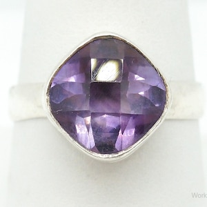 Vintage Amethyst Sterling Silber Ring - Größe 8,25