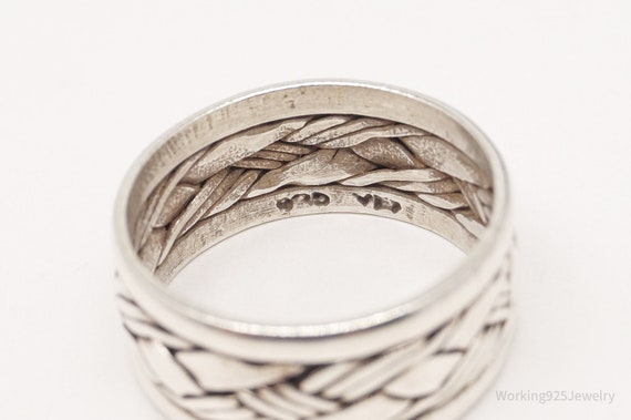 Vintage Weave Braid Sterling Silver Band Ring - S… - image 7